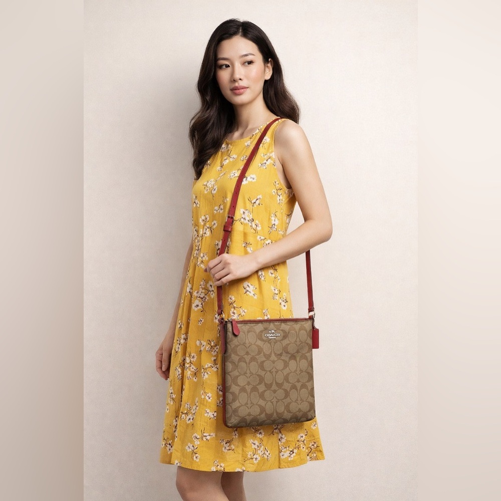 Authentic Coach Signature Canvas  North South Crossbody Shoulder Bag - Picture 16 of 16